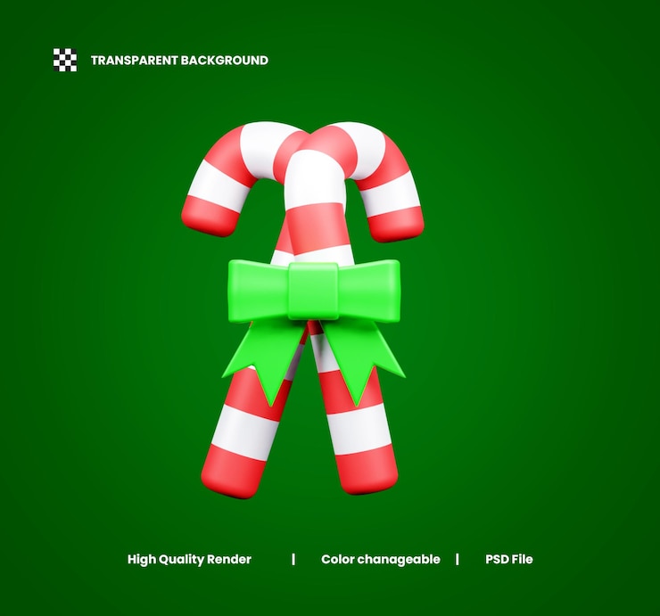 PSD conjunto de iconos de dulces de navidad 3d o conjunto de iconos de dulces de navidad 3d o ilustración de dulces de navidad 3d