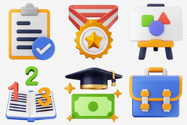 Conjunto de iconos de educación 3D