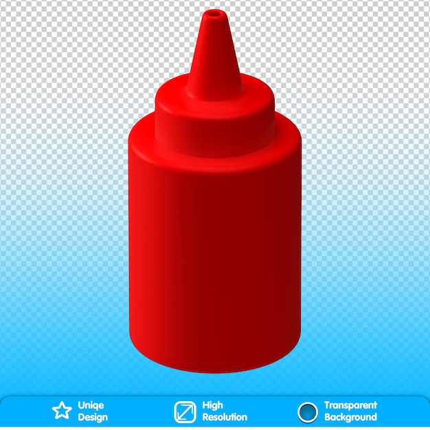 Conjunto de iconos de elementos de comida rápida de renderizado realista 3d Salsa de tomate