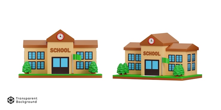 PSD conjunto de iconos de la escuela 3d render concepto de la educación ilustración vectorial de iconos