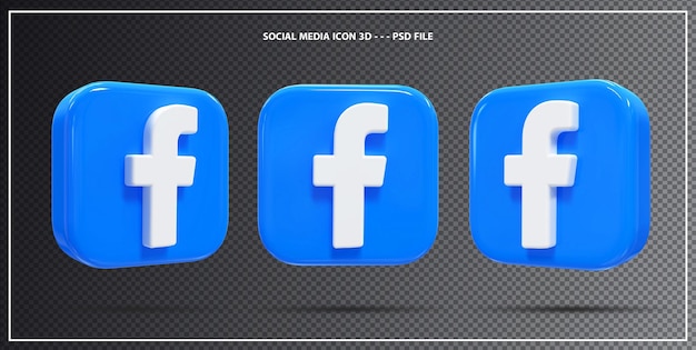 PSD conjunto de iconos de facebook elemento 3d