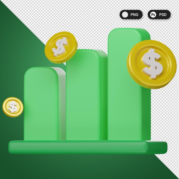 Conjunto de iconos de finanzas 3D de gráficos financieros