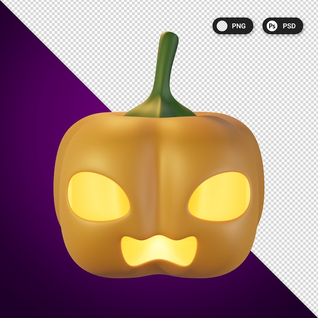 PSD el conjunto de iconos de halloween de jacko'lantern renderizado en 3d