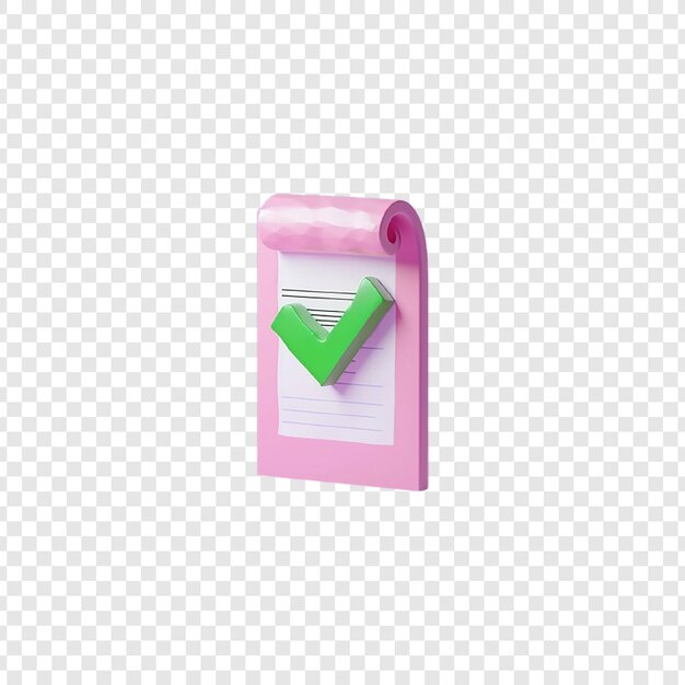 El conjunto de iconos de la lista de comprobación rosa contiene el portapapeles con la casilla de comprobación del documento en el icono de papel