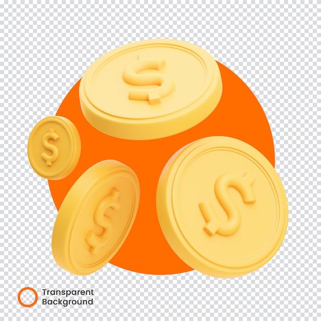 Conjunto de iconos de monedas renderizados en 3D para compras y entregas
