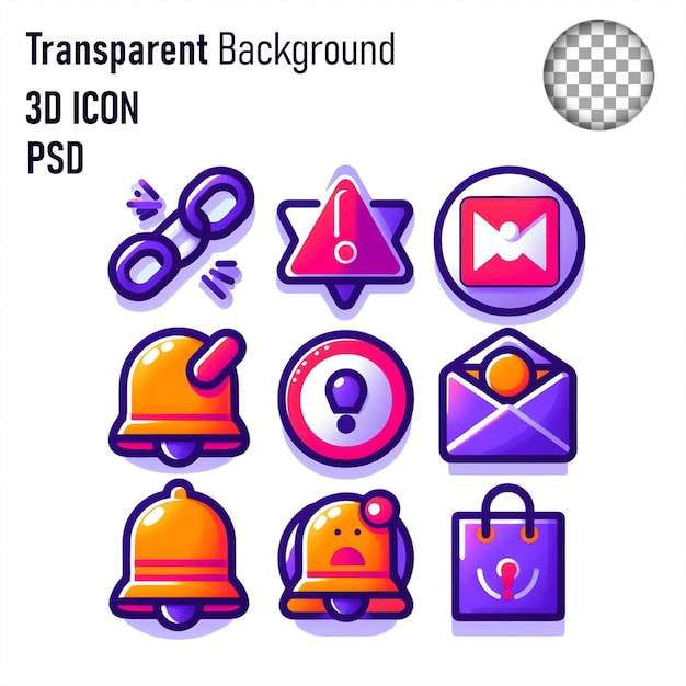 Conjunto de iconos de notificación 3D
