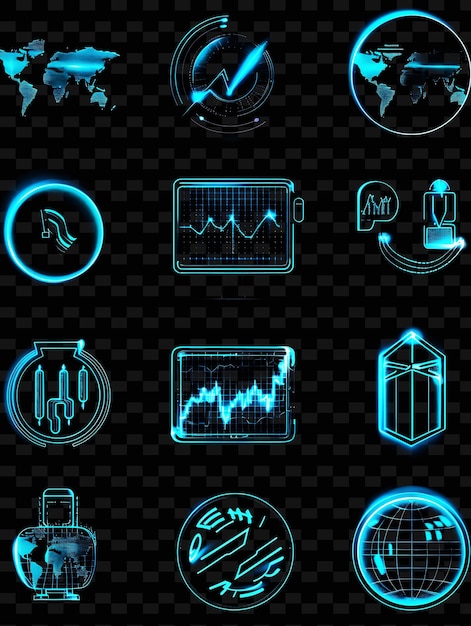 PSD un conjunto de iconos con las palabras negocio en la pantalla