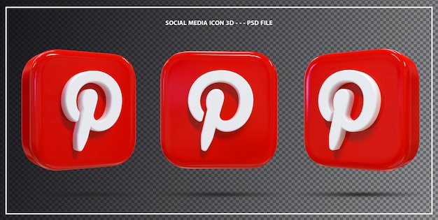 PSD conjunto de iconos de pinterest elemento 3d