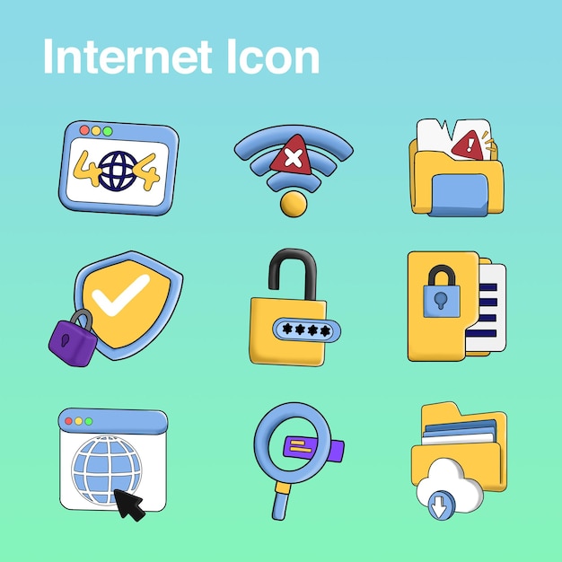 PSD conjunto de iconos planos para internet