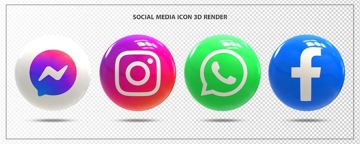 PSD conjunto de iconos de redes sociales 3d