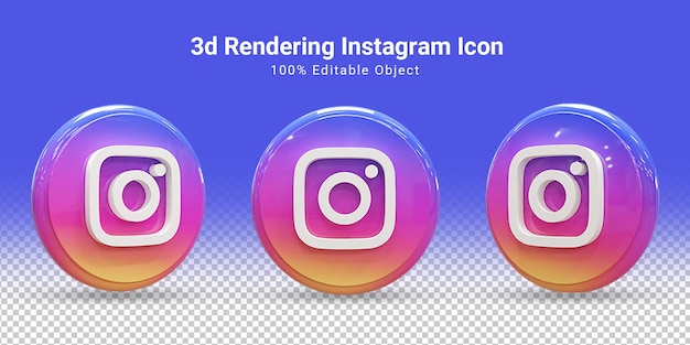 PSD conjunto de iconos de redes sociales brillantes de instagram 3d