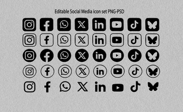 Conjunto de iconos de redes sociales editables