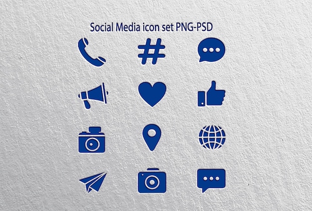 Conjunto de iconos de redes sociales PNG y PSD en negro