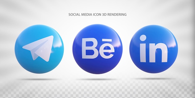 Conjunto de iconos de redes sociales render 3d