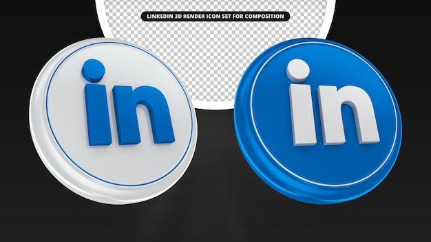 Conjunto de iconos de render 3d de linkedin para composición