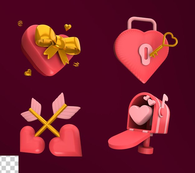 PSD conjunto de iconos de san valentín 3d