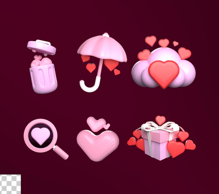 PSD conjunto de iconos de san valentín 3d