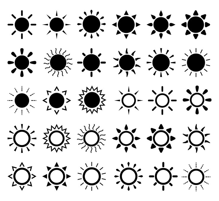 PSD conjunto de iconos de sol y luna psd