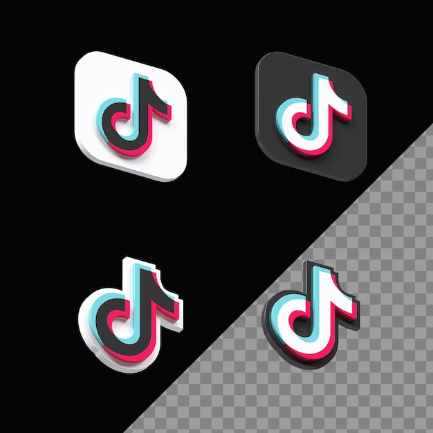 Conjunto de iconos de tiktok 3d moderno aislado