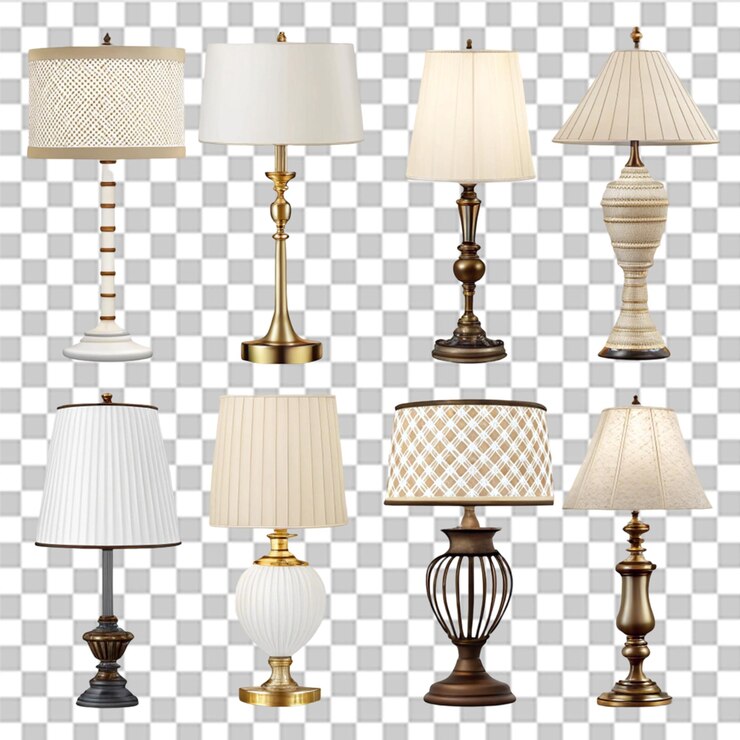 PSD conjunto de iconos vectoriales realistas de colecciones de lámparas de mesa en diferentes formas aisladas en