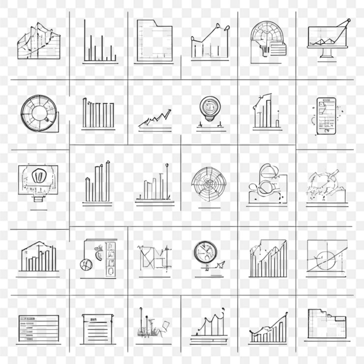 PSD conjunto de iconos vectoriales relacionados con el análisis de datos contiene iconos como la barra de minería trasera transparente