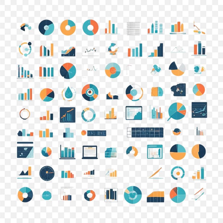 PSD conjunto de iconos vectoriales relacionados con el análisis de datos contiene iconos como la barra de minería trasera transparente