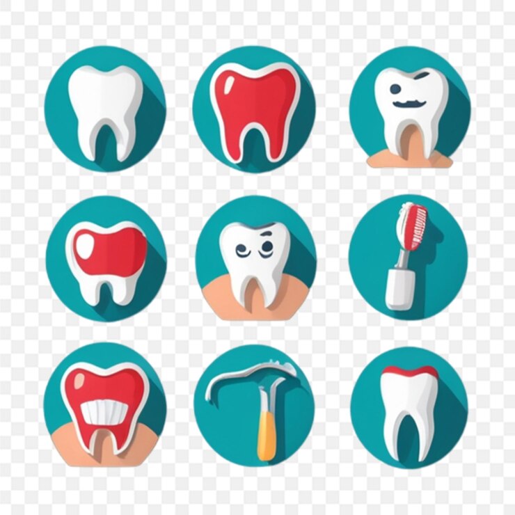 PSD conjunto de íconos vectoriales relacionados con los dientes contiene íconos como la caries dental rota la espalda transparente