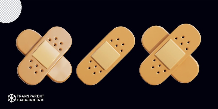 PSD conjunto de iconos de vendaje de yeso médico render 3d