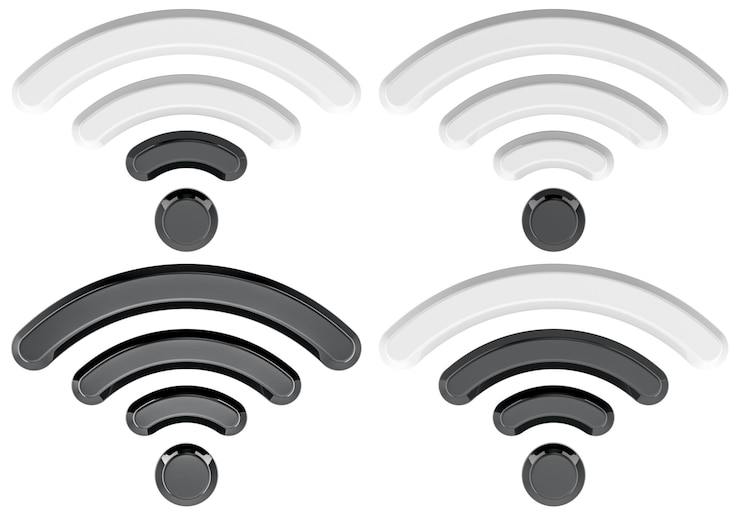 PSD conjunto de iconos wifi con diferentes señales de renderización 3d aislados en un fondo transparente