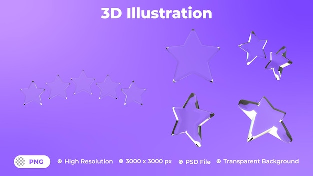 conjunto de ilustración de estrella 3d