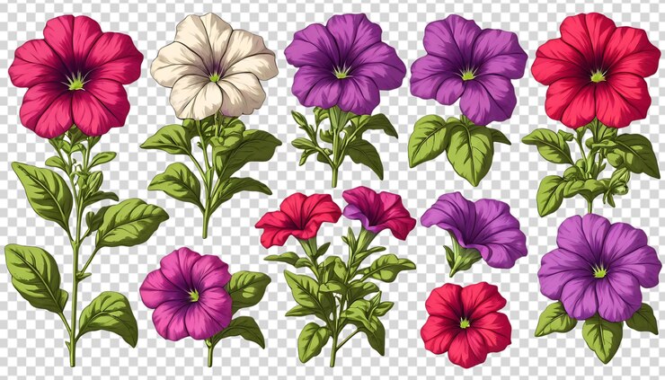 PSD conjunto de ilustraciones de petunia 1
