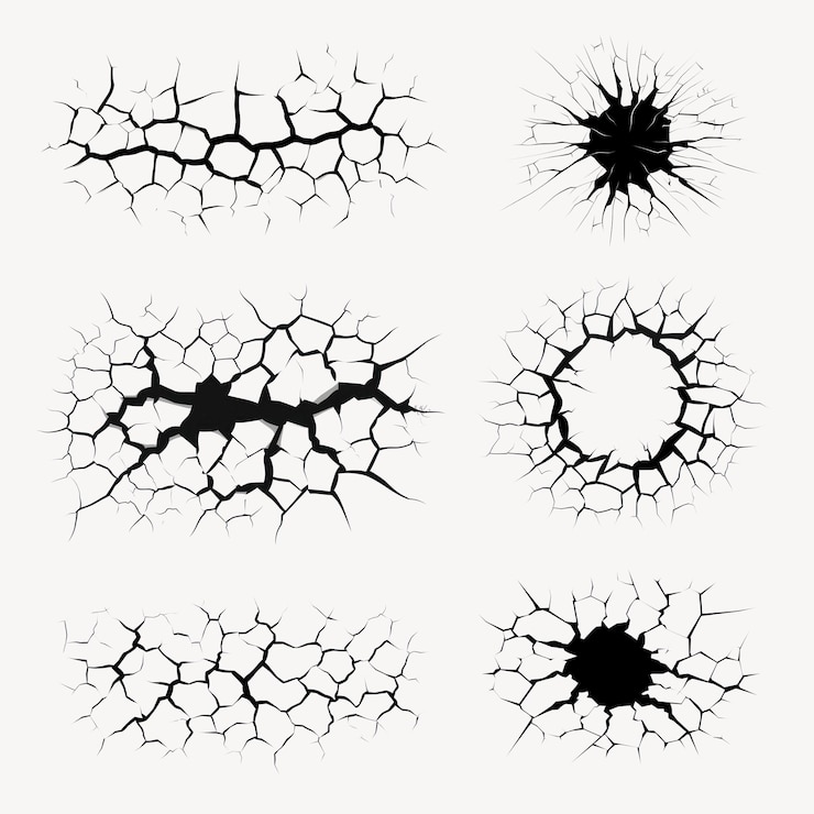 PSD conjunto de ilustraciones vectoriales de superficies agrietadas