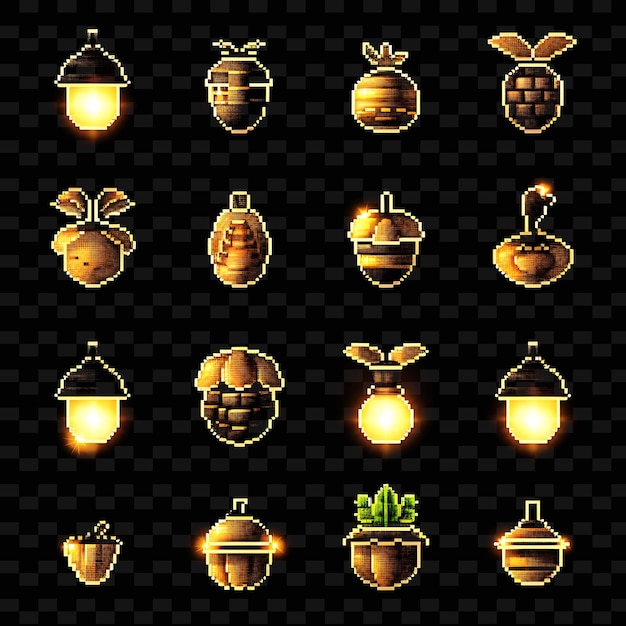 Un conjunto de imágenes de abejas y regalos