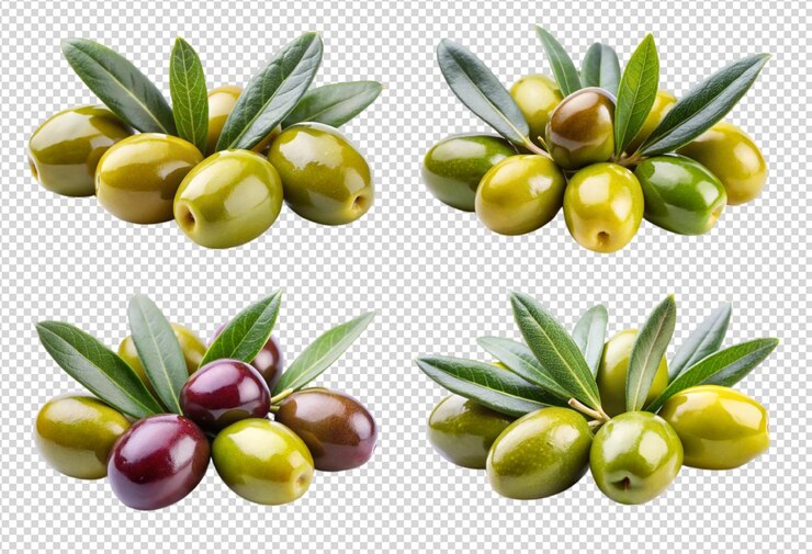 PSD un conjunto de imágenes de aceitunas y aceitunas