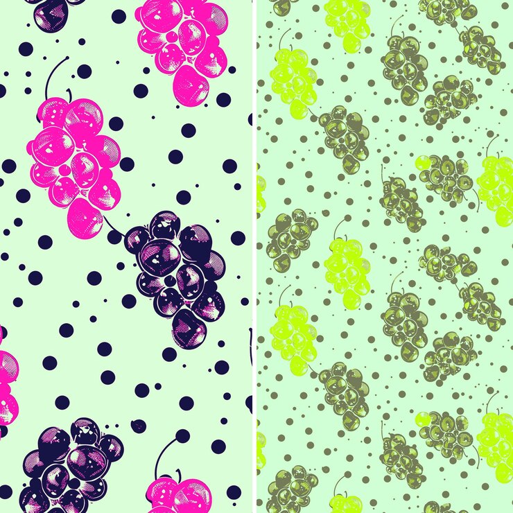 PSD un conjunto de imágenes coloridas y coloridas de uvas y uvas