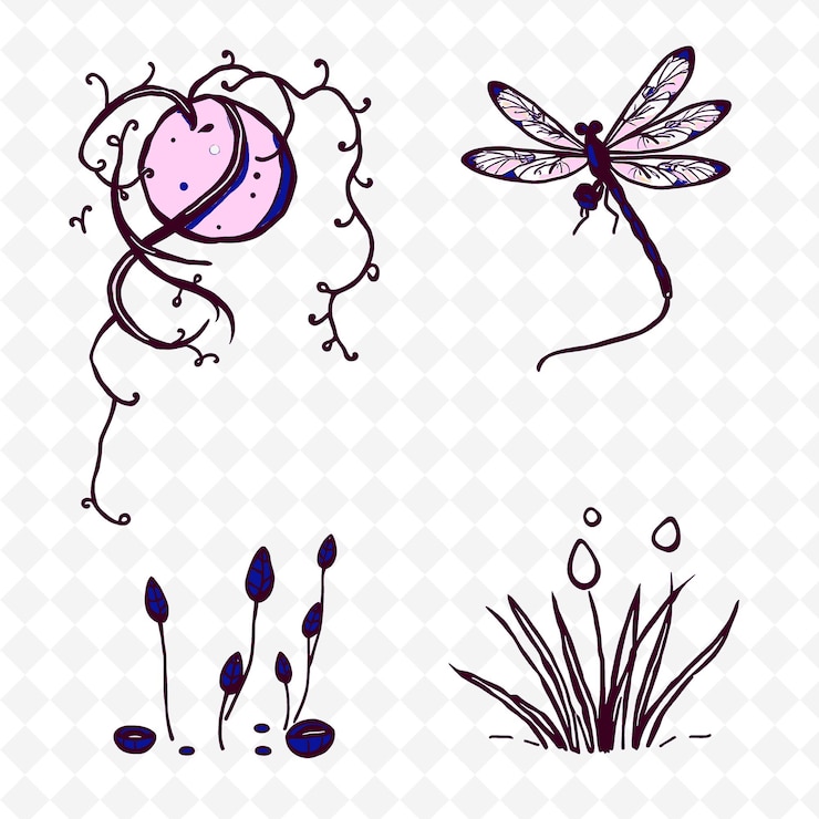 PSD un conjunto de imágenes para un diseño de mariposa y flor