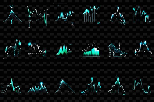 Un conjunto de imágenes del gráfico sobre un fondo negro