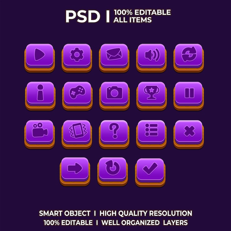 PSD conjunto de juegos ui juego ui set juego ui botón juego botón juego ui psd juego ui plantilla icono de juego