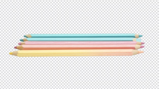 Un conjunto de lápices de madera de colores pastel aislados sobre un fondo blanco para proyectos creativos de bricolaje, suministros de arte y uso educativo