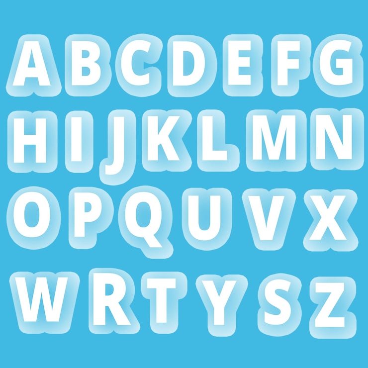 PSD conjunto de letras latinas del alfabeto estilo burbuja