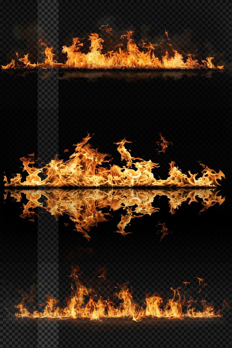 PSD conjunto de llamas de fuego efecto transparente