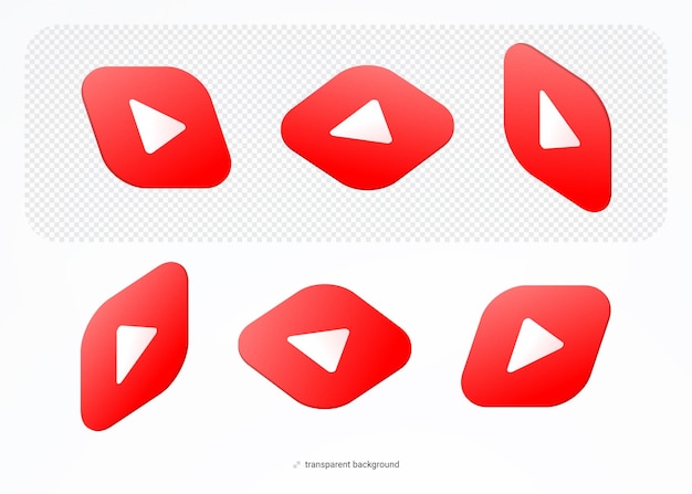 PSD conjunto de logotipo de redes sociales de icono de youtube psd 3d aislado