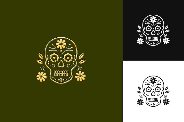 PSD un conjunto de logotipos para un cráneo y un cráneo