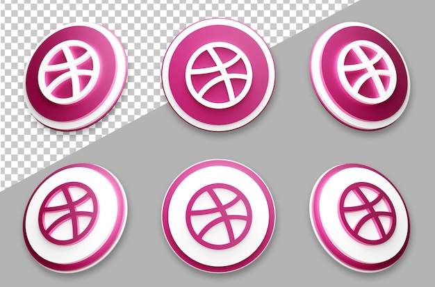 Conjunto de logotipos de redes sociales de estilo 3d