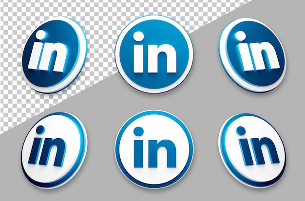 Conjunto de logotipos de redes sociales de LinkedIn estilo 3d