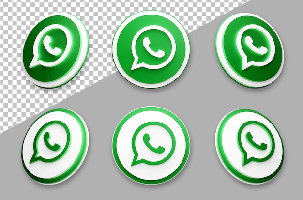 Conjunto de logotipos de redes sociales de Whatsapp de estilo 3d