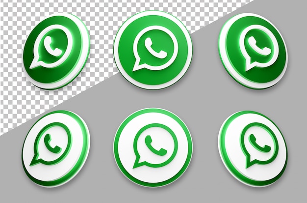 PSD conjunto de logotipos de redes sociales de whatsapp de estilo 3d