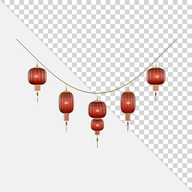 Conjunto de luces de linterna china tradicional 3D objeto aislado