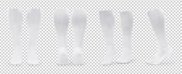 PSD conjunto de maqueta de calcetines largos blancos aislado