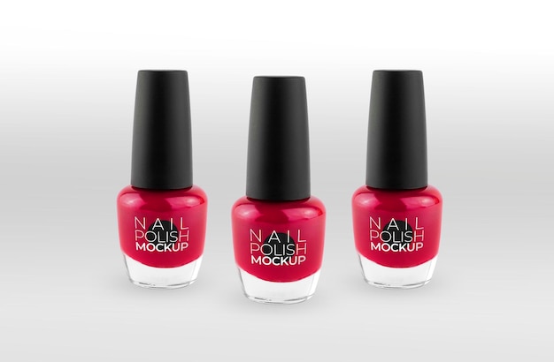 Conjunto de maqueta de esmalte de uñas rojo